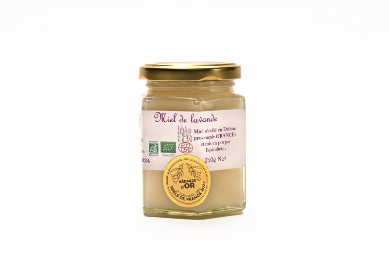 miel de lavande de drôme provençale, 250ml, apiculteur Bertrand Audet, miel médaillé au concours des miels de France, miel doux et sucré